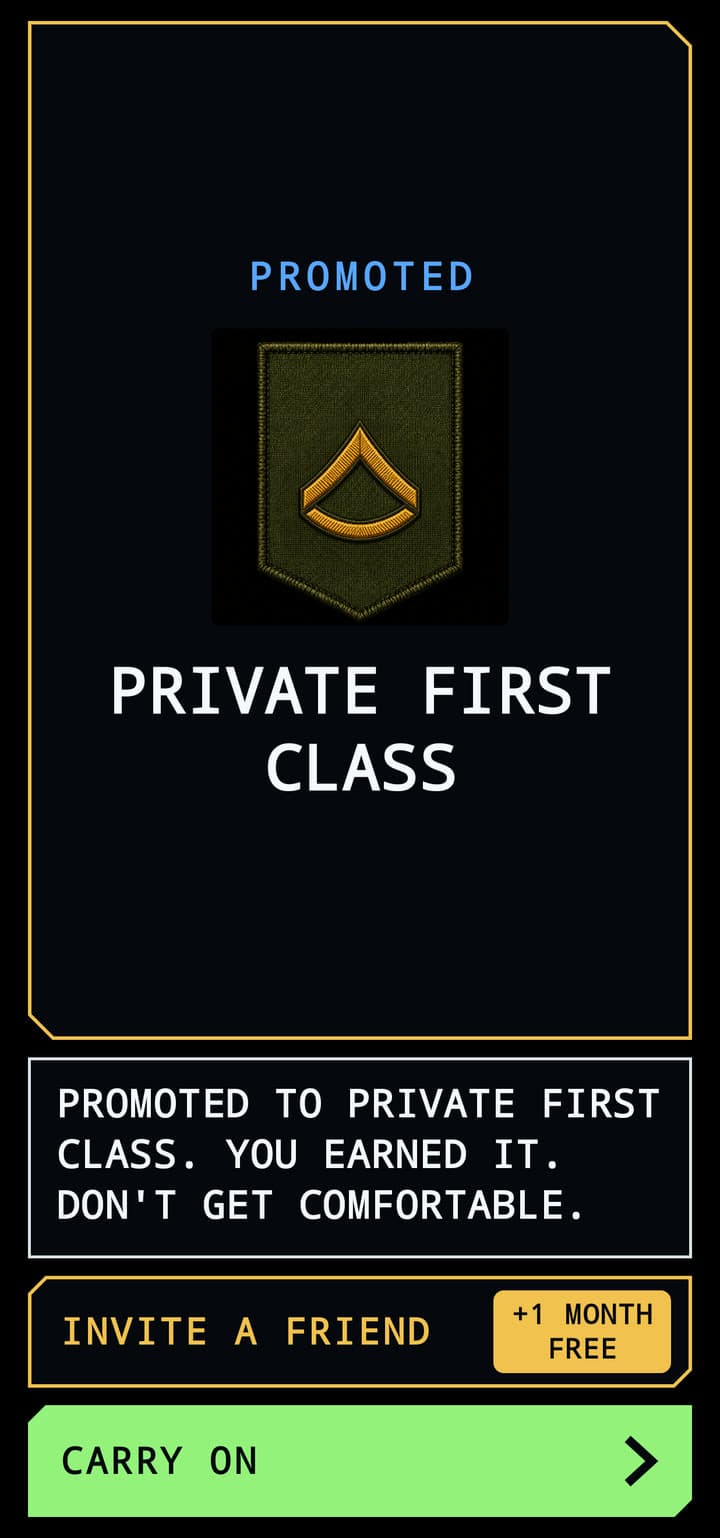 Promoted to Private First Class